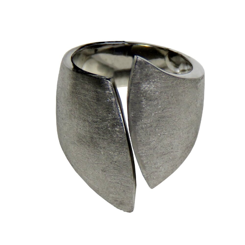 Inox Women's Satin Stainless Steel Split Front Ring, Size 5